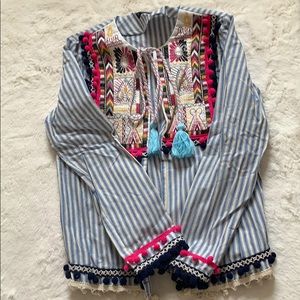 Shein boho style Pom Pom blazer